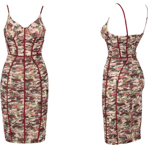 House of CB ‘Sable’ Vintage Floral Ruched Corset Dress NWOT - Picture 5 of 8